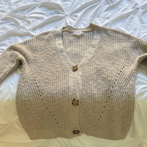 Pink Rose Sweaters - Pink Rose Taupe Knit Cardigan Sweater